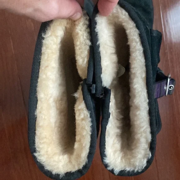 UGG Australia Tall Black Boots with Belted Purple Side Stripe and Side Pocket - Picture 7 of 16